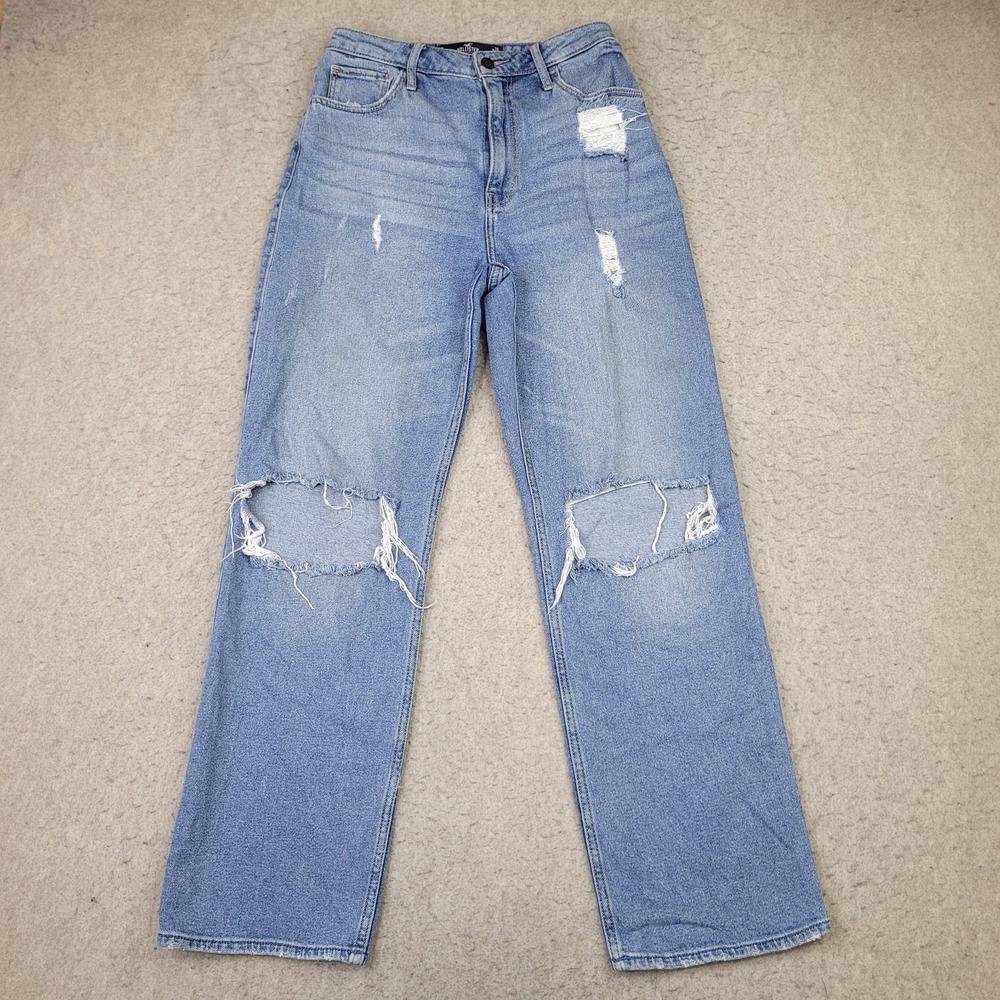 Hollister‎ Ultra High Rise Dad Jeans Womens Size 3R 26x31 Blue Distressed